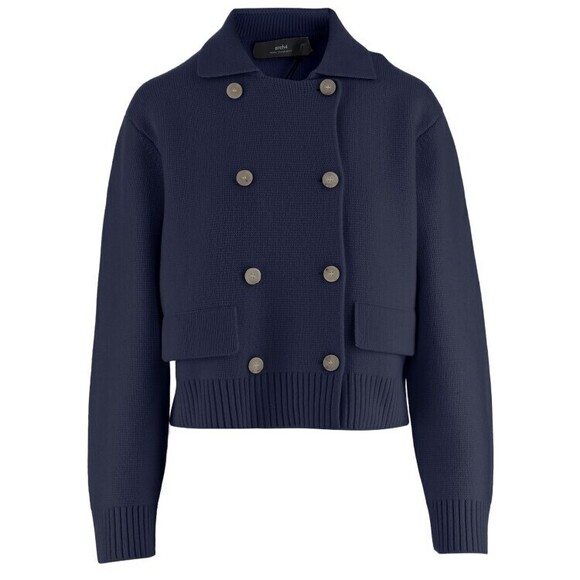 Arch4 Double-Breasted Navy Cashmere Jacket With Classic Collar - NWT
